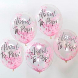 Pink About to Pop Confetti Balloons (Pack of 5)