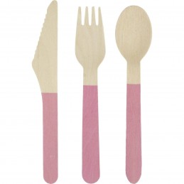 Pink Wooden Cutlery (Set of 12)