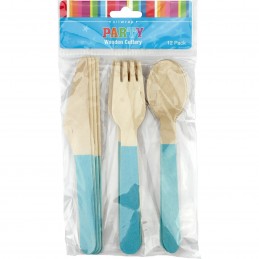 Blue Wooden Cutlery (Set of 12)