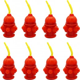 Fire Hydrant Cups with Straws (Pack of 8)