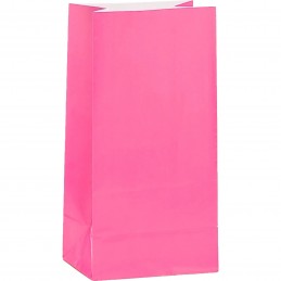 Bright Pink Paper Party Bags (Pack of 12)