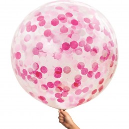 90cm Giant Pink & White Confetti Balloon