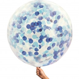 90cm Giant Blue Confetti Balloon