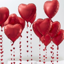 Ginger Ray Red Heart Balloons Decoration Kit (Pack of 25)