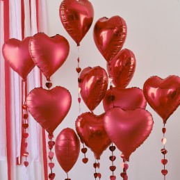 Ginger Ray Red Heart Balloons & Streamers Kit (Pack of 12)