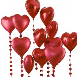 Ginger Ray Red Heart Balloons & Streamers Kit (Pack of 12)