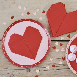 Ginger Ray Red Origami Paper Heart Napkins (Pack of 16)