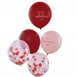 Ginger Ray Valentine's Day Latex Confetti Balloons (Pack of 5)