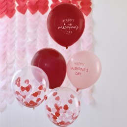 Ginger Ray Valentine's Day Latex Confetti Balloons (Pack of 5)