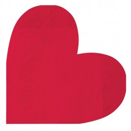 Red Heart Shaped Paper Napkins (Pack of 16)