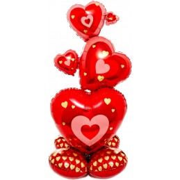139cm AirLoonz Stacked Love Hearts Air Fill Balloon