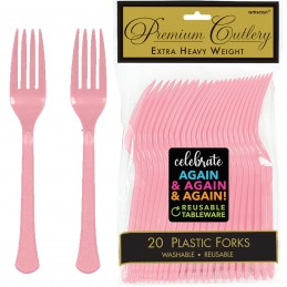 Reusable Pink Plastic Forks (Pack of 20)