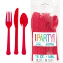 Reusable Red Plastic Cutlery (Pack of 18)