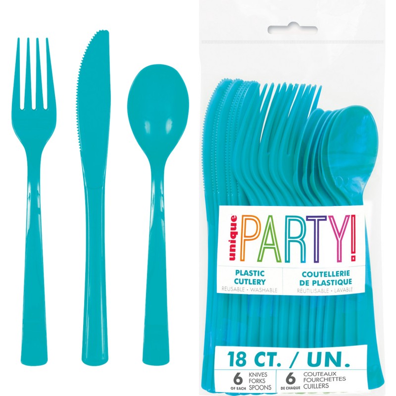 Reusable Caribbean Blue Cutlery (Pack of 18)