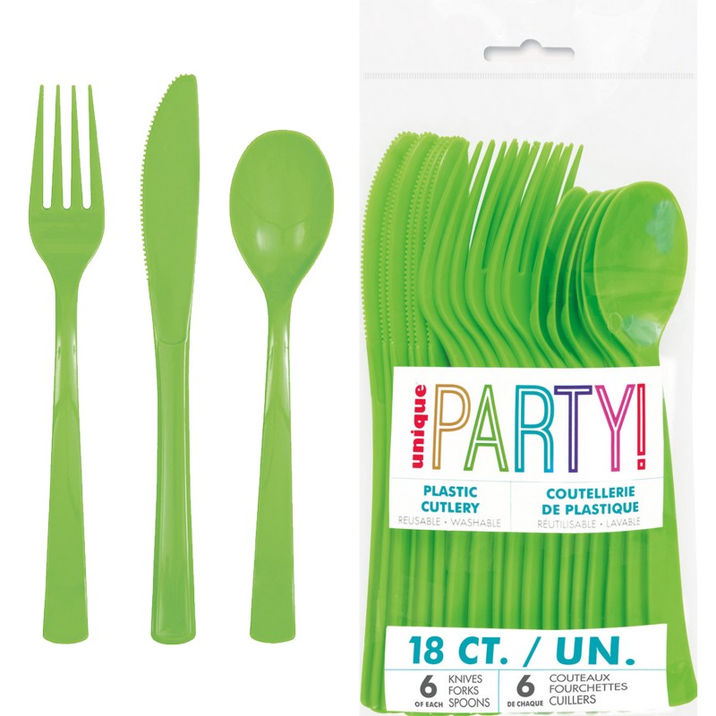 Reusable Lime Green Cutlery (Set of 18)
