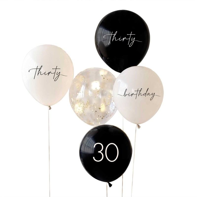 Ginger Ray 30th Birthday Balloons (Pack of 5)