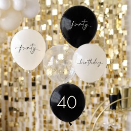 Ginger Ray 40th Birthday Balloons (Pack of 5)