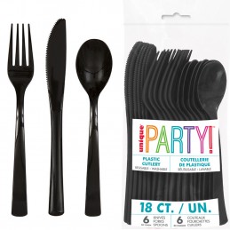 Reusable Black Cutlery (Pack of 18)