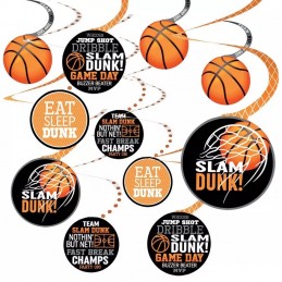 Basketball Swirl Decorations (Pack of 12)