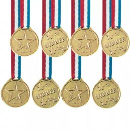 Plastic Gold Award Medals (Pack of 8)