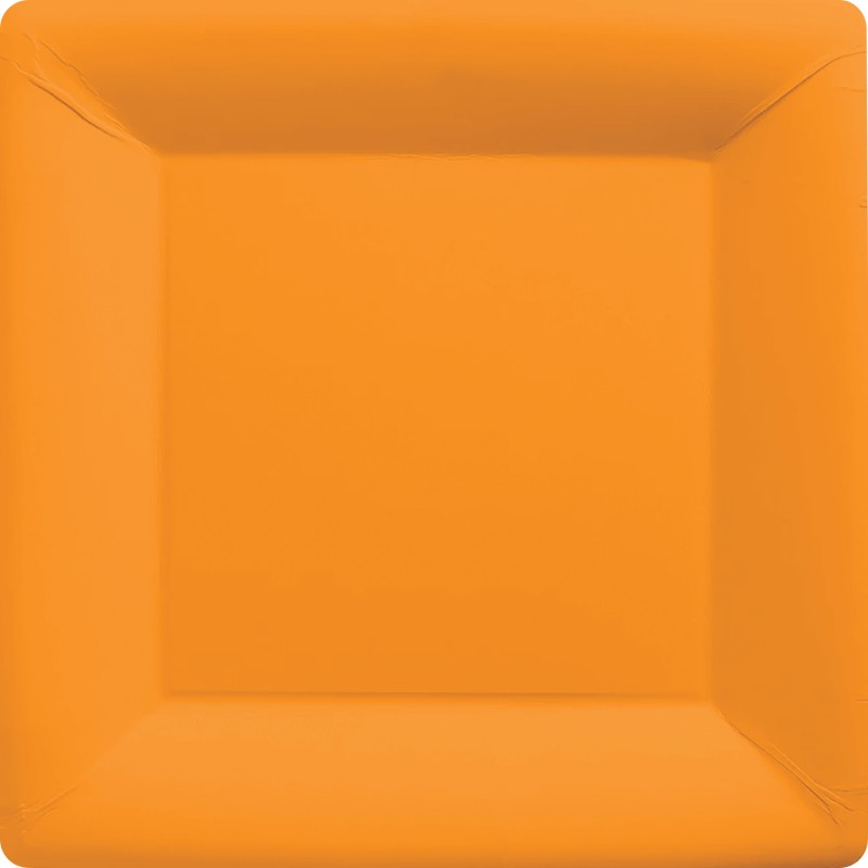 23cm Orange Square Paper Plates (Pack of 20)