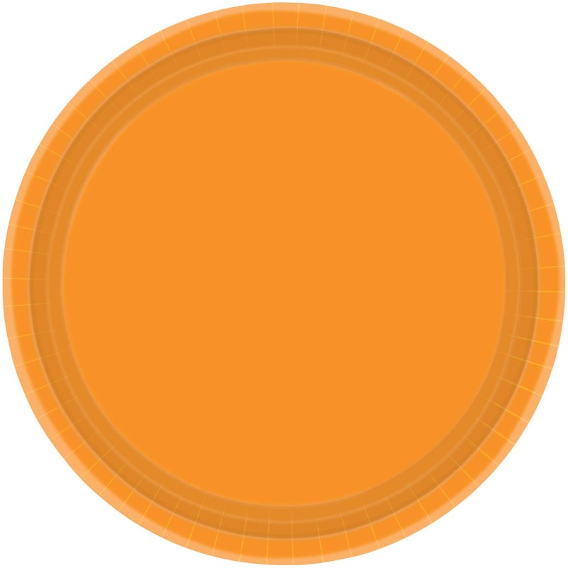 17cm Orange Round Paper Plates (Pack of 20)