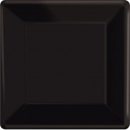 17cm Black Square Paper Plates (Pack of 20)