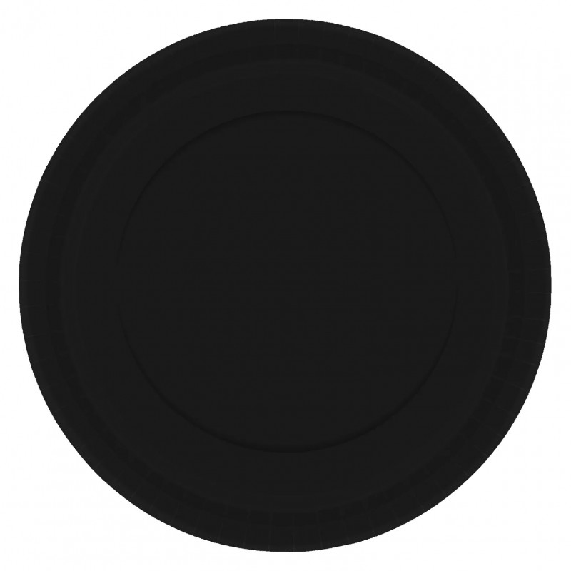 23cm Black Round Paper Plates (Pack of 20)