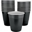 Reusable 355ml Jet Black Plastic Cups (Pack of 20)