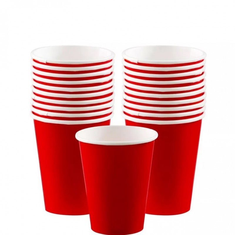 266ml Apple Red Paper Cups (Pack of 20)