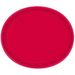 Red Large Oval Paper Plates (Pack of 20)