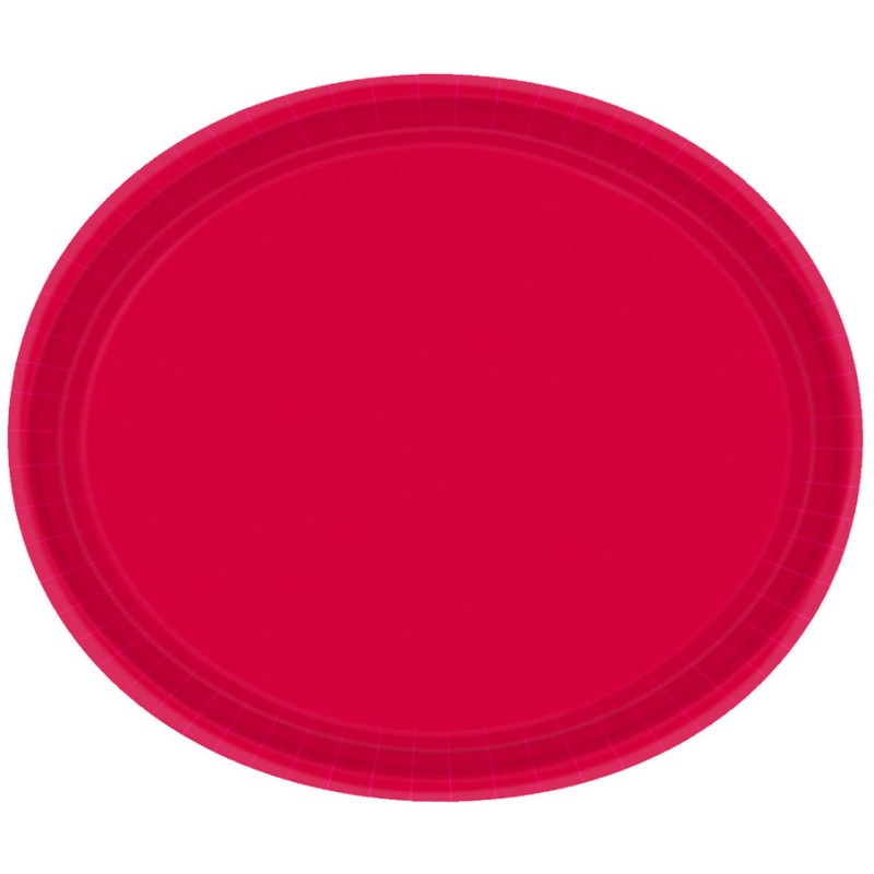 Red Large Oval Paper Plates (Pack of 20)