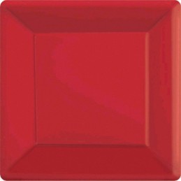 17cm Red Square Paper Plates (Pack of 20)