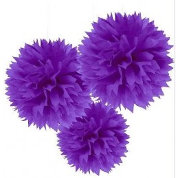 Purple Tissue Pom Poms (Pack of 3) | Decorations