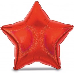 45cm Red Holographic Dazzler Star Balloon