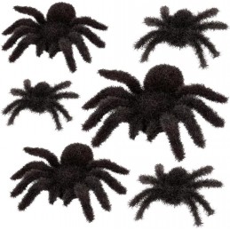 Black Fuzzy Spiders (Pack of 6)
