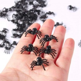 Plastic Mini Black Spiders (Pack of 50)