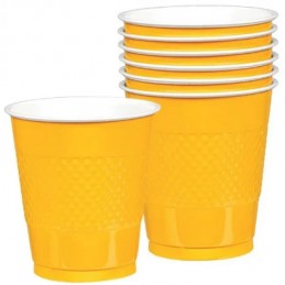 Reusable 355ml Yellow Plastic Cups (Pack of 20)