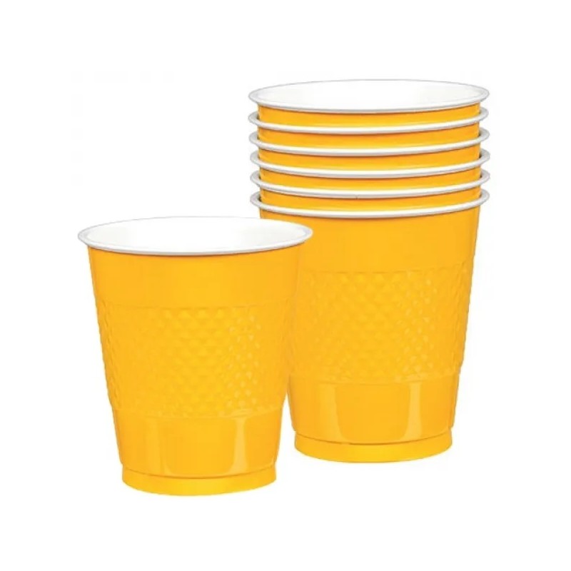 Reusable 355ml Yellow Plastic Cups (Pack of 20)