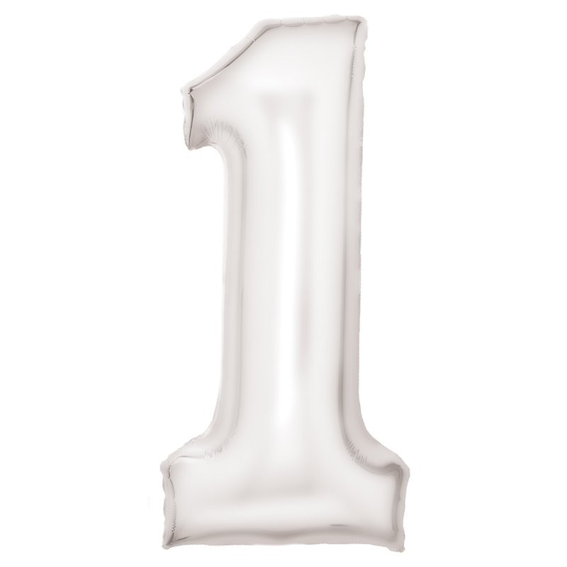 Silk Lustre White Number 1 Balloon 82cm