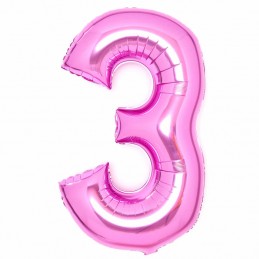 Pink Number 3 Balloon 87cm