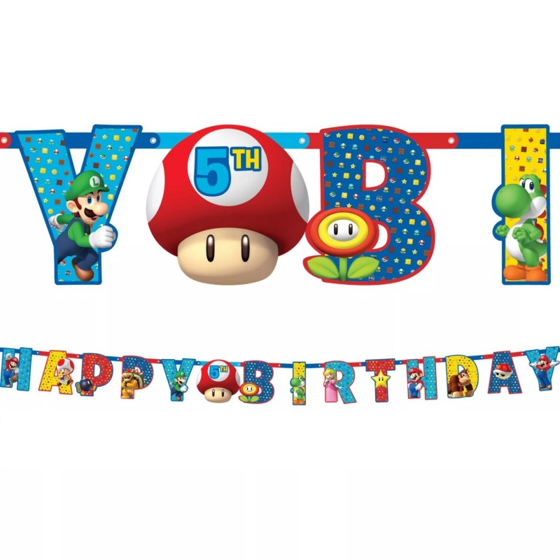 Super Mario Birthday Banner Kit Super Mario Birthday Banner Kit