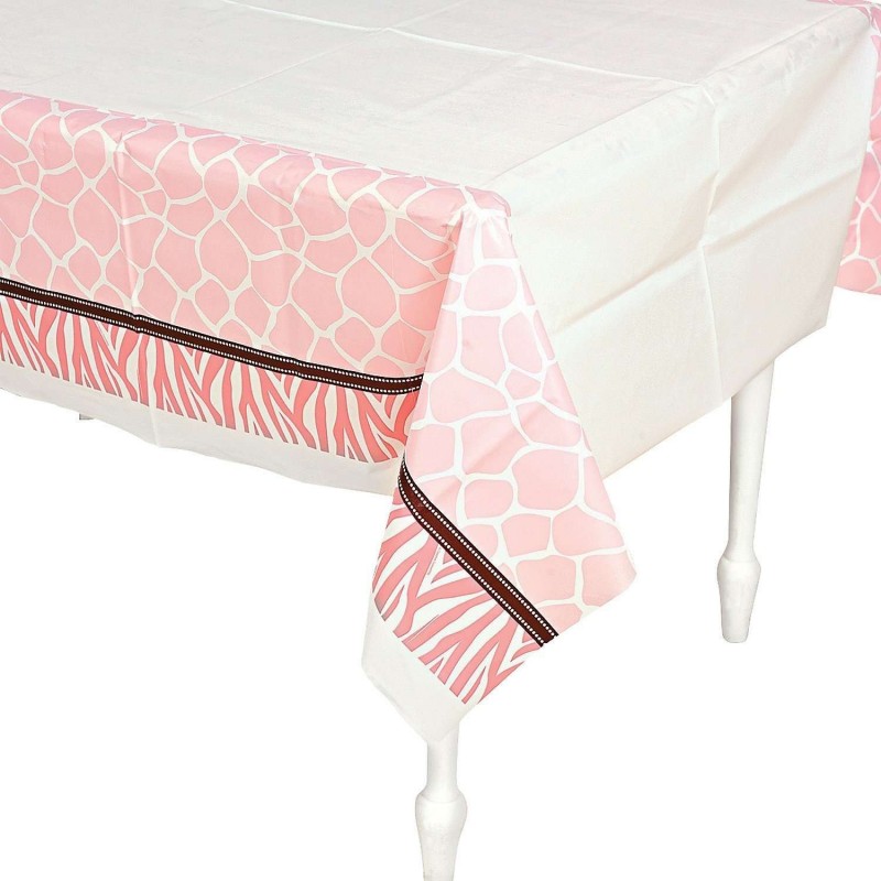 Wild Safari Pink Plastic Tablecloth | Pink Safari