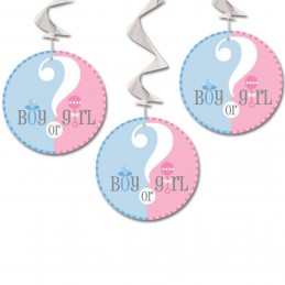 Gender Reveal Baby Shower Hanging Swirls (Pack of 3) | Discontinued