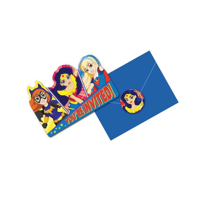 Super Hero Girls Invitations Set (Pack of 8) | Discontinued