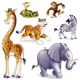 Jungle Wall Decorations Plastic Animals (Set of 6) | Jungle Animals
