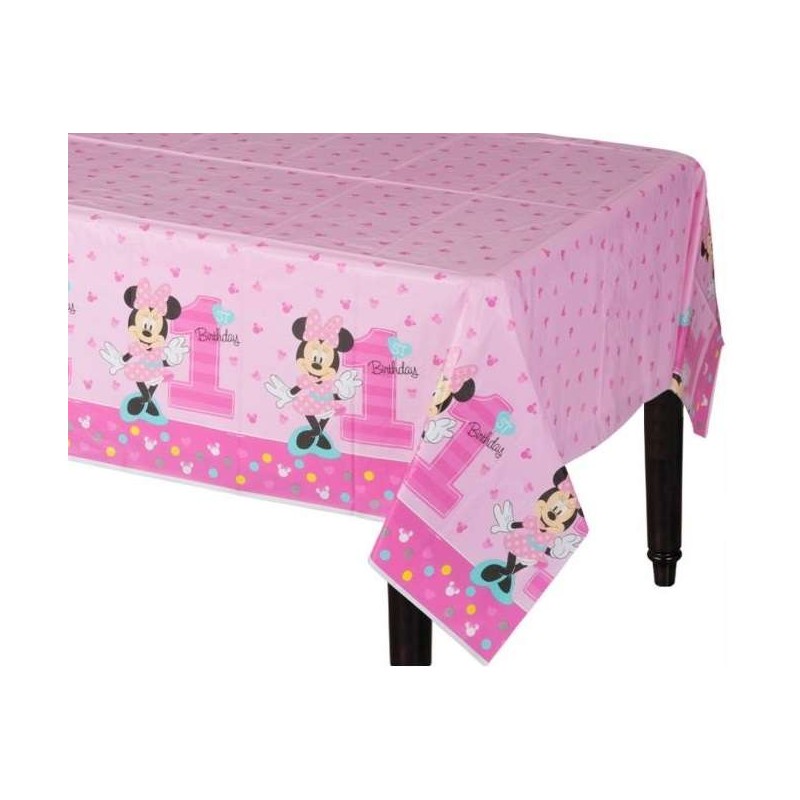 Minnie Mouse 1st Birthday Plastic Tablecloth | Minnie Mouse 1st Birthday