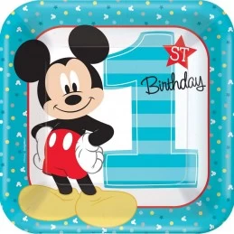 Mickey Mouse 1st Birthday Large Plates (Pack of 8) | Mickey Mouse 1st Birthday