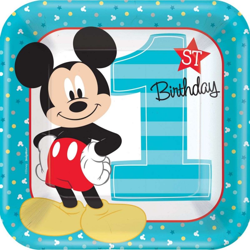 Mickey Mouse 1st Birthday Large Plates (Pack of 8) | PARTY SUPPLIES | Who  Wants 2 Party