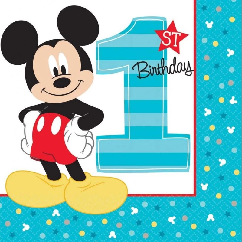 Mickey Mouse 1st Birthday Large Napkins (Pack of 16) | Mickey Mouse 1st Birthday